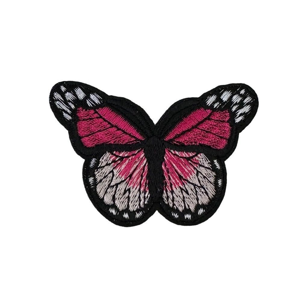 Pink Butterfly Embroidered Patch